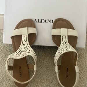 Alfani Women's White and Tan Sandals